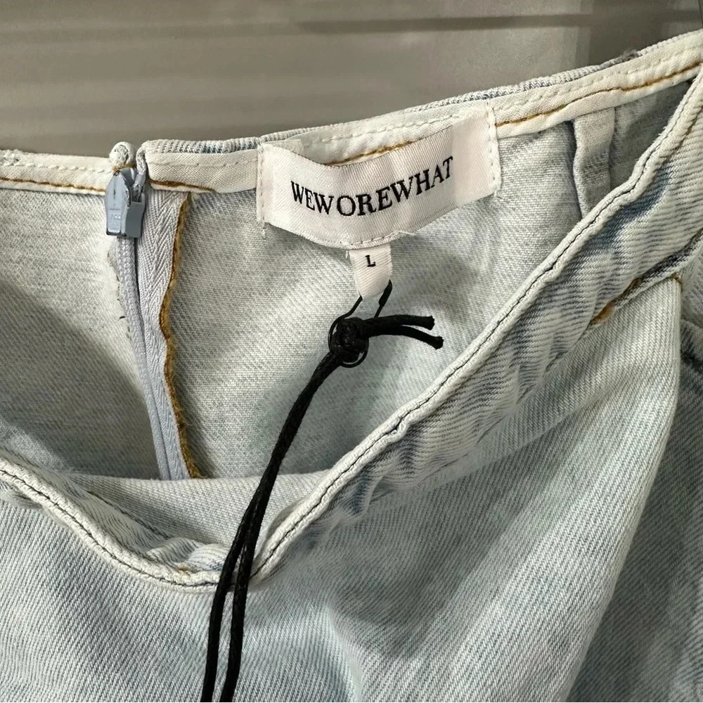 NWT WeWoreWhat Skirt Indigo Comfort Cut Out Mini Skirt Size Large - Picture 6 of 6